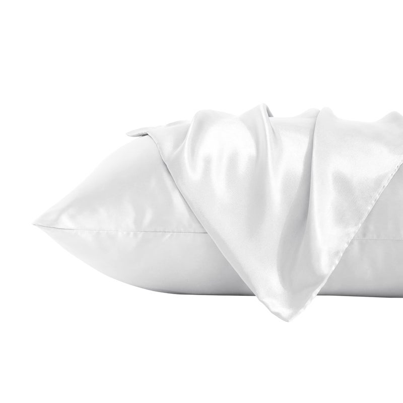 BEDSUM 2 Pack Standard Silk Satin Pillowcases for Hair and Skin, Silky Soft and Luxurious Bedding Pillow Cases with Envelope Closure, 20x26 Inches, White - Image 1